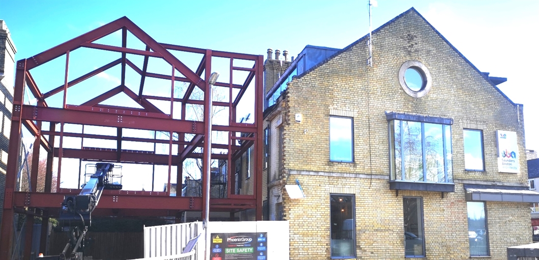 Saunders Boston Office Extension – Steel Frame Erected